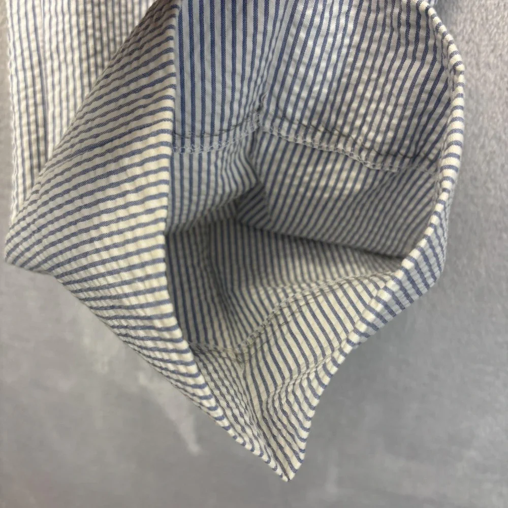 Enzo Tovare Seersucker Dress Pants Mens 39x33 Blue White Stripe Wedding Nautical